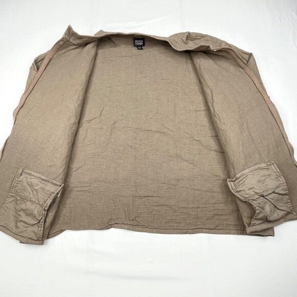 Eileen Fisher Soft Textured Full Zip Jacket Tan - Picture 5 of 8